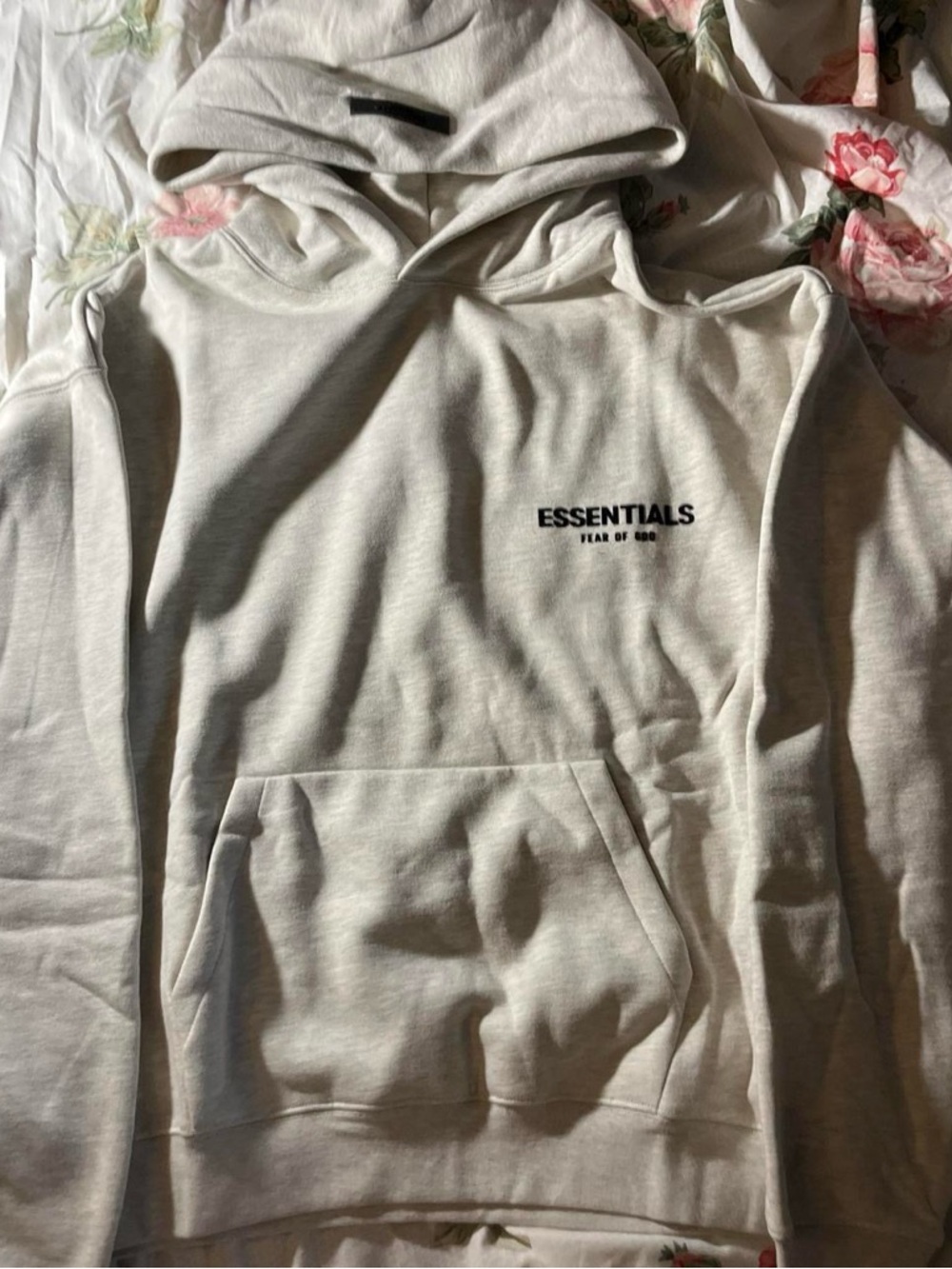 Essentials Cream Raised Logo hoodie